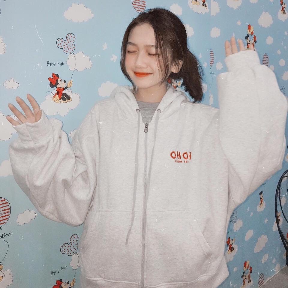 Áo Khoác Hoodie Nỉ Có Dây Kéo Form Rộng