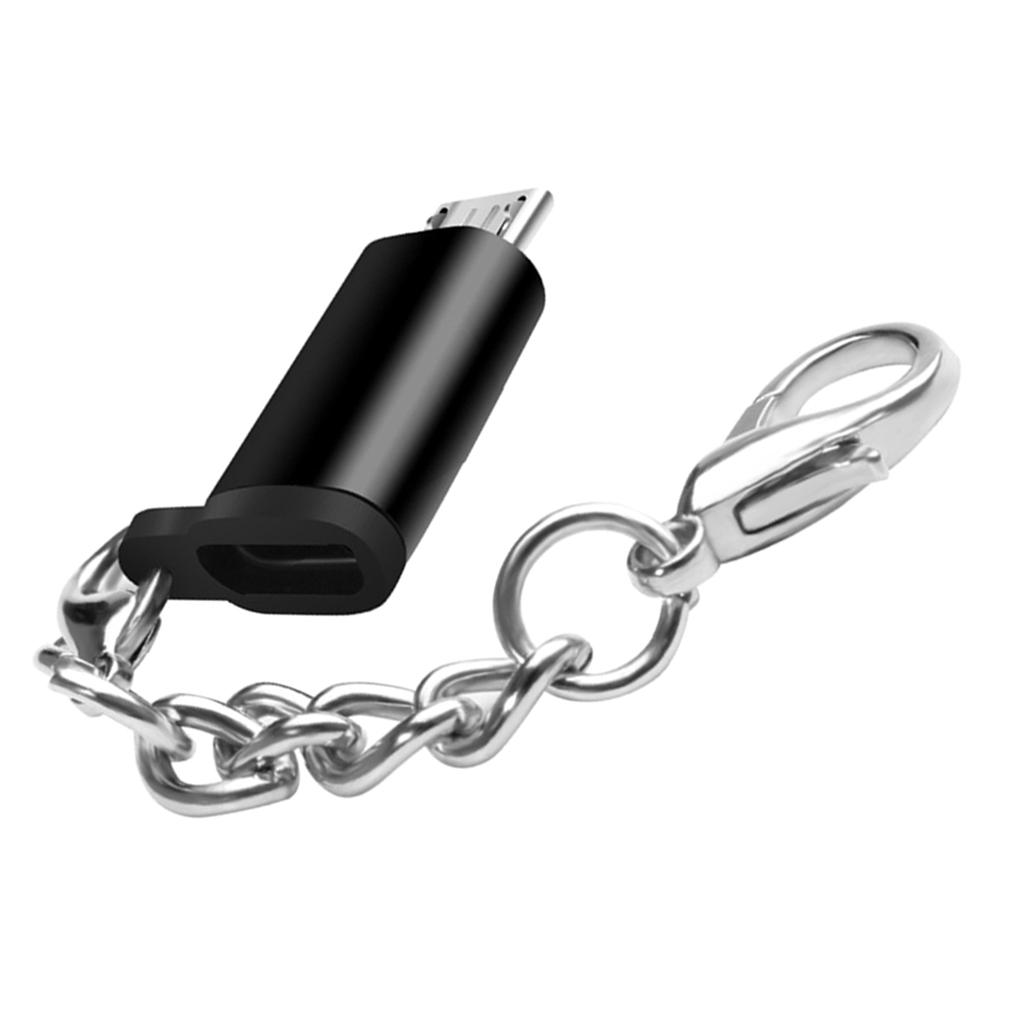 Type C Adapter With Keychain Charger To Micro USB Converter Connector