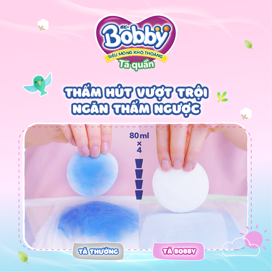 Tã/bỉm quần Bobby Mega Jumbo XL92 - Lõi nén thần kì 3mm - Siêu mỏng khô thoáng bất ngờ