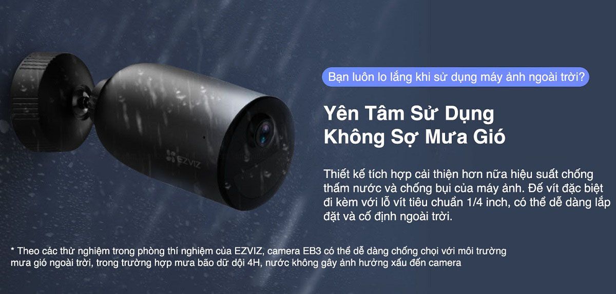 Camera Wifi Pin Sạc EZVIZ EB3 3MP 2K Có Màu Đêm, Đàm Thoại 2 Chiều - Hàng chính hãng