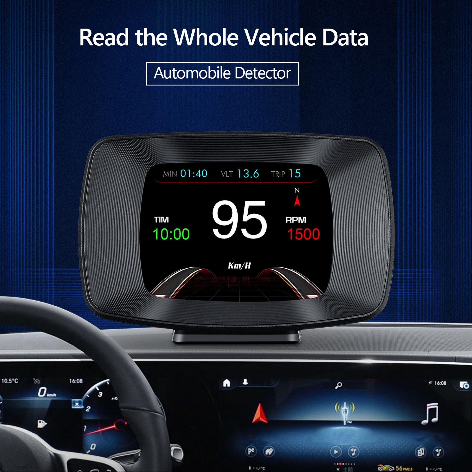 Máy đo tốc độ xe hơi OBD+GPS hệ thống kép màn hình hiển thị LCD hướng lên trên đa năng với 10 kiểu giao diện