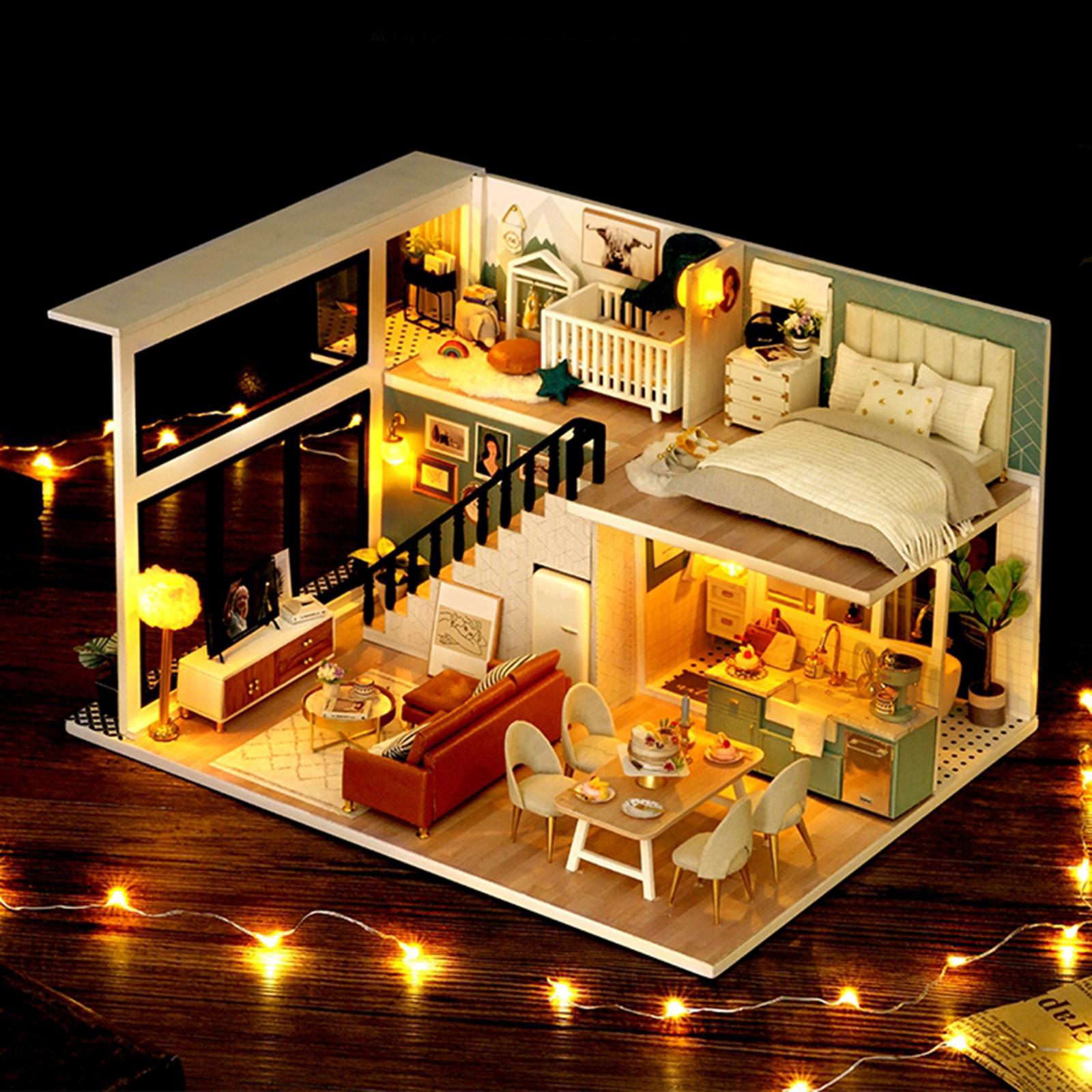 DIY Miniature Dollhouse Kit with Furniture Wooden House Without Dust Proof