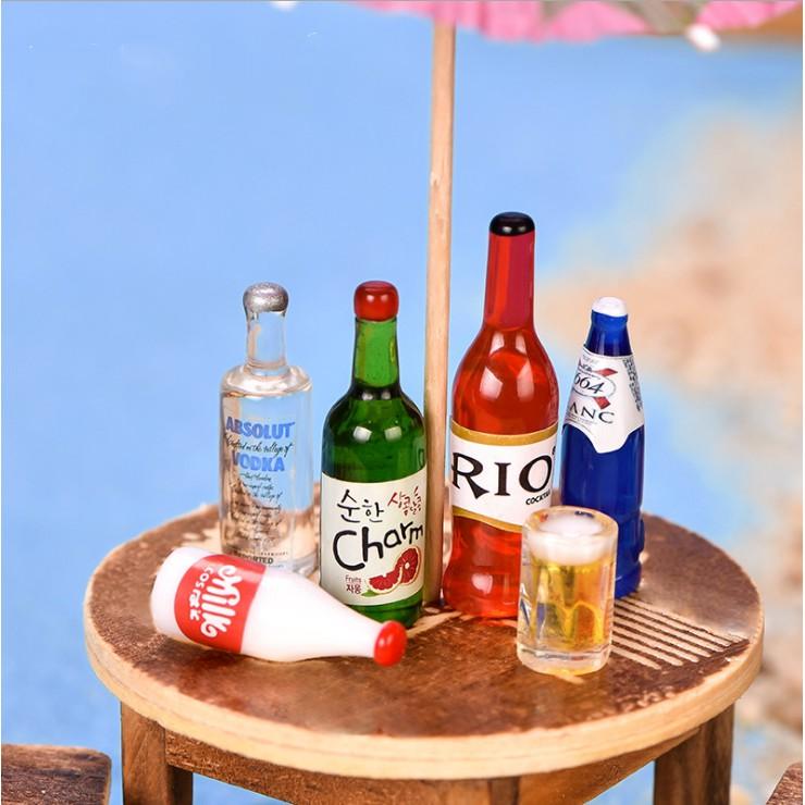 KHO-HN * Mô hình các loại chai đồ uống dùng trang trí nhà búp bê, tiểu cảnh, móc khóa, DIY