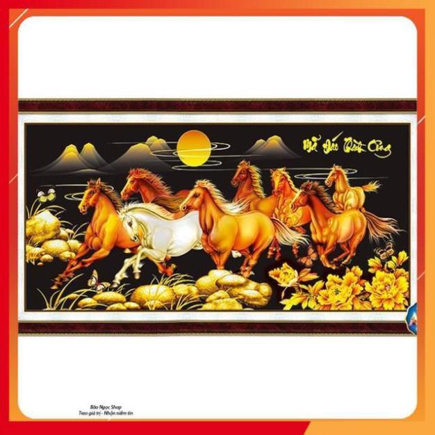 Tranh đính đá ngựa Mã đáo thành công nền đen