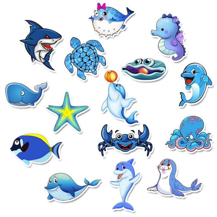 Sticker dán cao cấp SINH VẬT BIỂN Cực COOL ms#62
