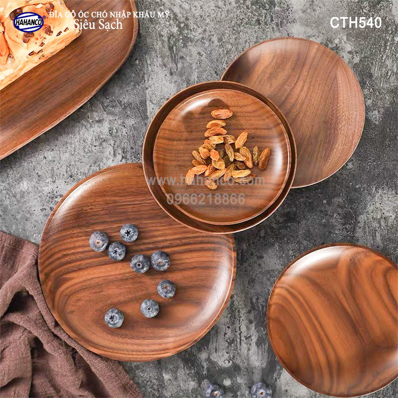 Đĩa gỗ Óc Chó nhập khẩu Mỹ nguyên khối (đủ Size) CTH540 (Walnut) hàng Xuất Khẩu Châu Âu - đĩa bánh mì/trái cây/ bít tết/ pizza/ phụ kiện chụp ảnh, bày món ăn trong nhà hàng - Sang trọng trên bàn ăn - HAHANCO