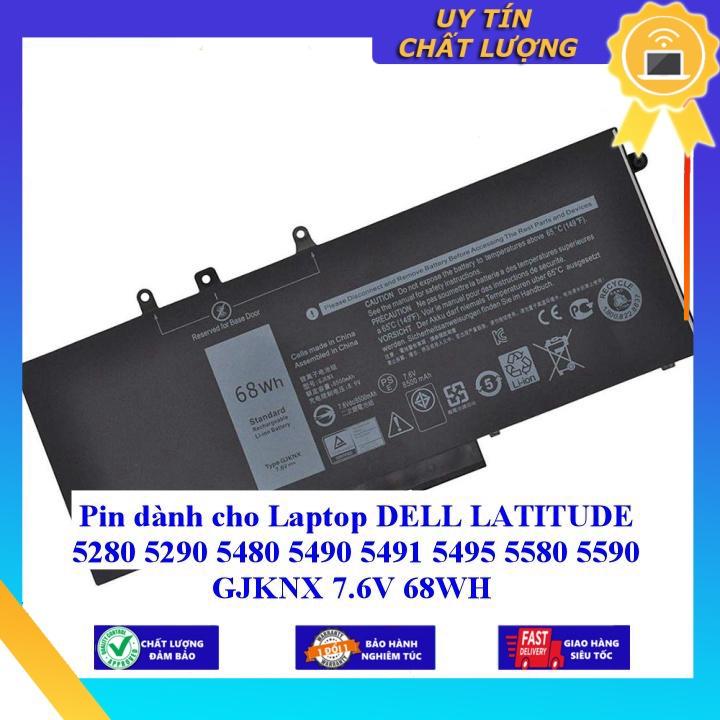 Pin dùng cho Laptop DELL LATITUDE 5280 5290 5480 5490 5491 5495 5580 5590 GJKNX 7.6V 68WH - Hàng Nhập Khẩu New Seal