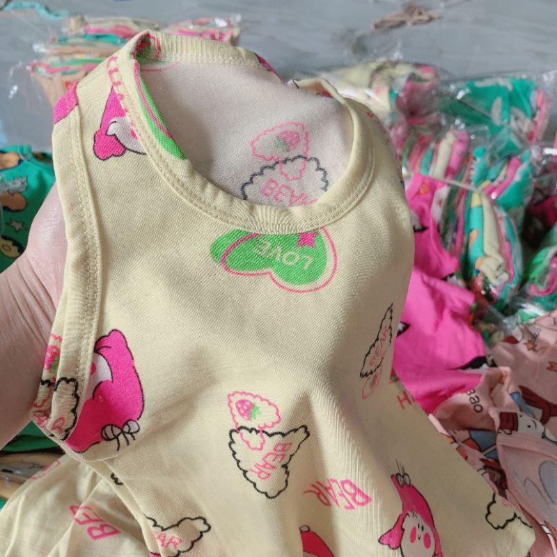 Bộ ba lỗ bé gái chất cotton co giãn 4c