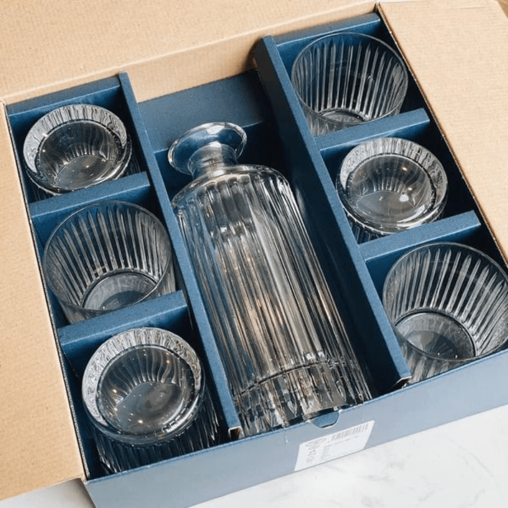 Bộ bình rượu pha lê Bohemia Skyline gồm 1 bình 0,7L và 6 cốc dung tich 320ml hàng chính hãng