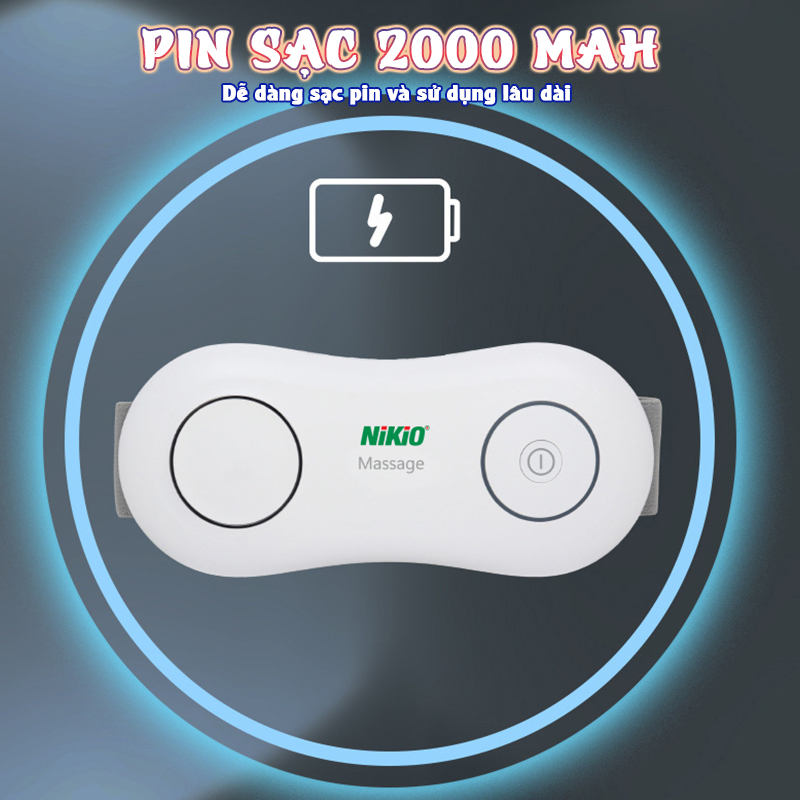 Máy massage bụng pin sạc Nikio NK-161 - Công nghệ xung điện kết hợp chườm ấm