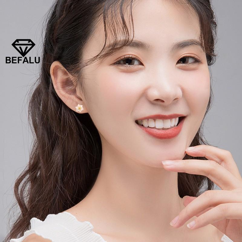 Khuyên Tai Nữ Bạc 925 Hình Bông Hoa BEFALU - BT36