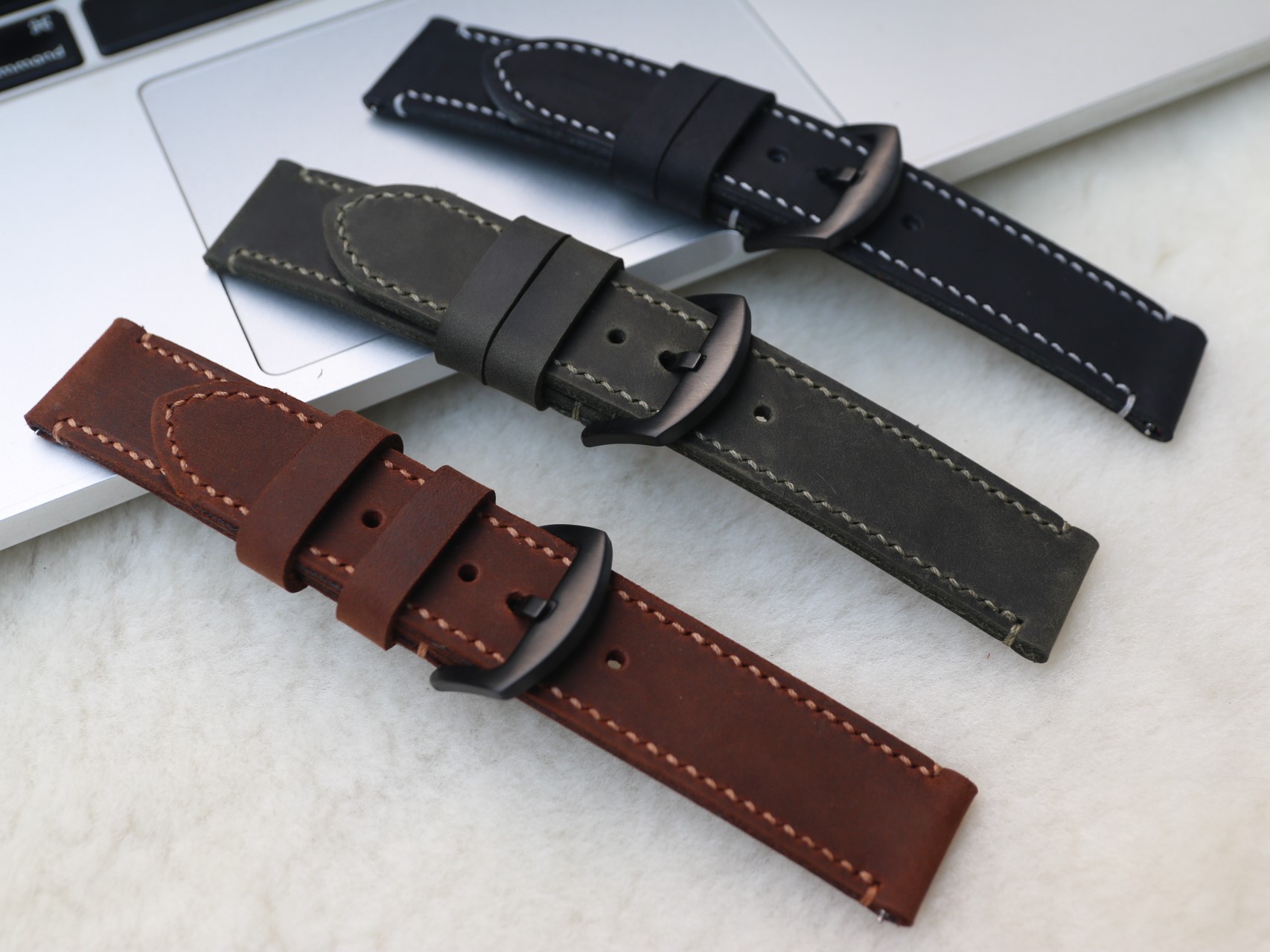 Dây Da Đồng Hồ Da Bò Sáp Vintage Handmade, Dây đeo bằng da cổ điển chốt thông minh thay thế dành cho SmartWatch, Lựa chọn màu sắc và chiều rộng 18mm/ 20mm / 22mm