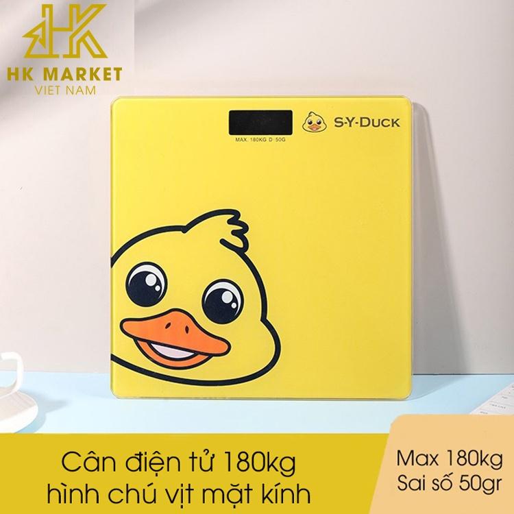 Cân Điện Tử Thông Minh S-Y-DUCK - Cân Sức Khỏe Kính Cường Lực - Con Vịt Vàng