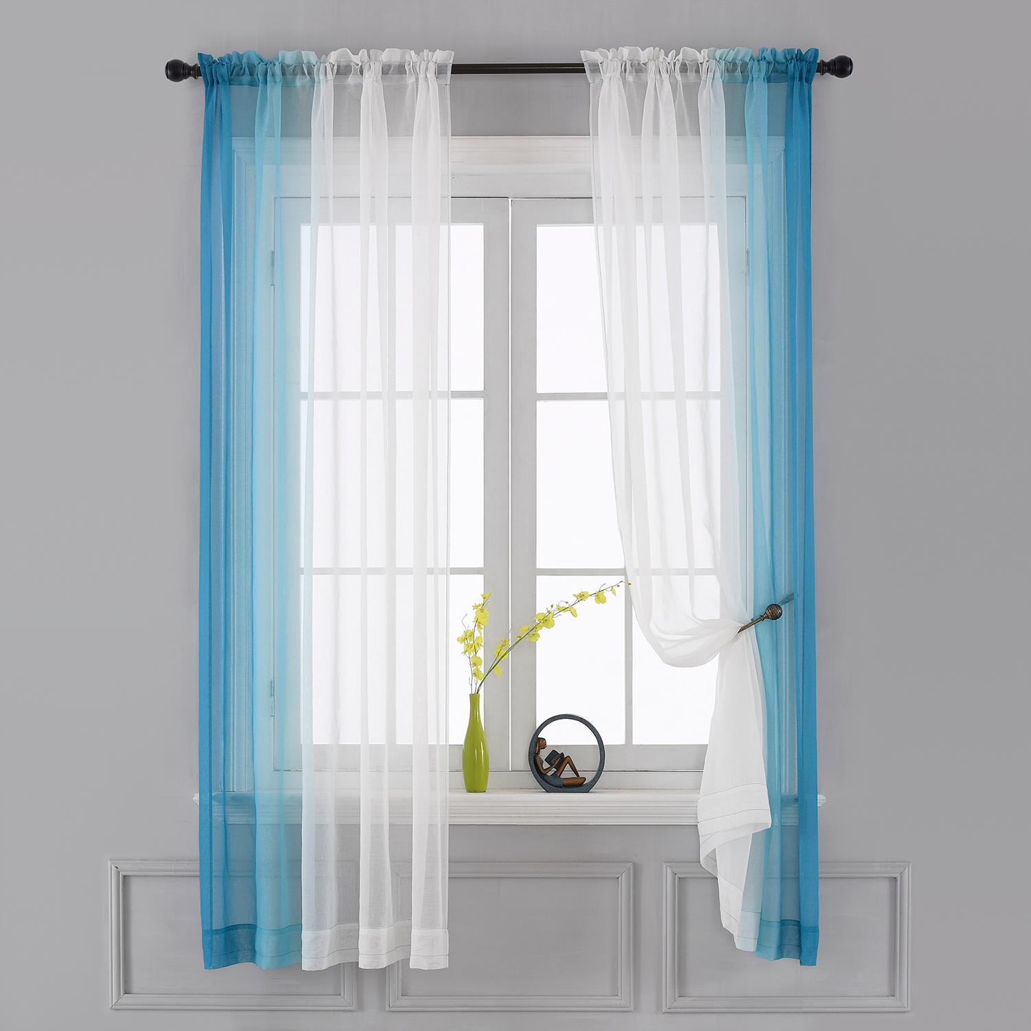 Rèm cửa Ombre Sheer 2 ngăn chất liệu vải voan sang trọng