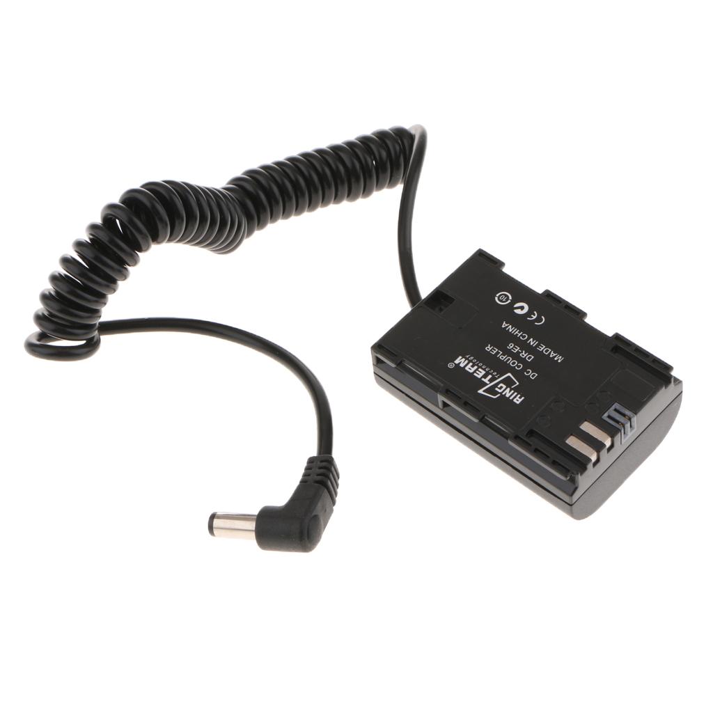 DR E6 DC Coupler Dummy Battery Power Supply for DSLR Cameras