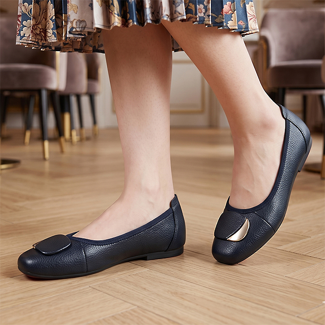Giày Nữ Búp Bê Đế Bệt 2cm HA NAM Da Bò Thật Thời Trang Cao Cấp GBBN2041