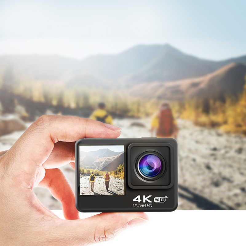Máy ảnh hành động chống lắc WiFi 4K 60fps Màn hình kép 170 ° góc rộng 30m Máy ảnh thể thao chống thấm nước với điều khiển từ xa