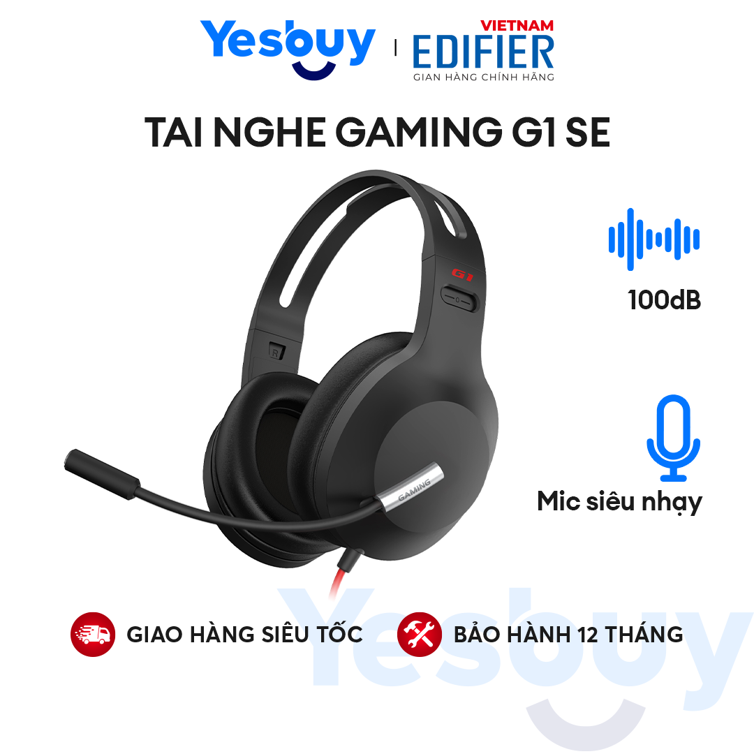 Tai nghe Gaming EDIFIER G1 SE Micro chống ồn uốn cong 360 độ - Cổng kết nối 3.5mm - Đệm tai êm ái - Điều khiển trên dây - Hàng chính hãng