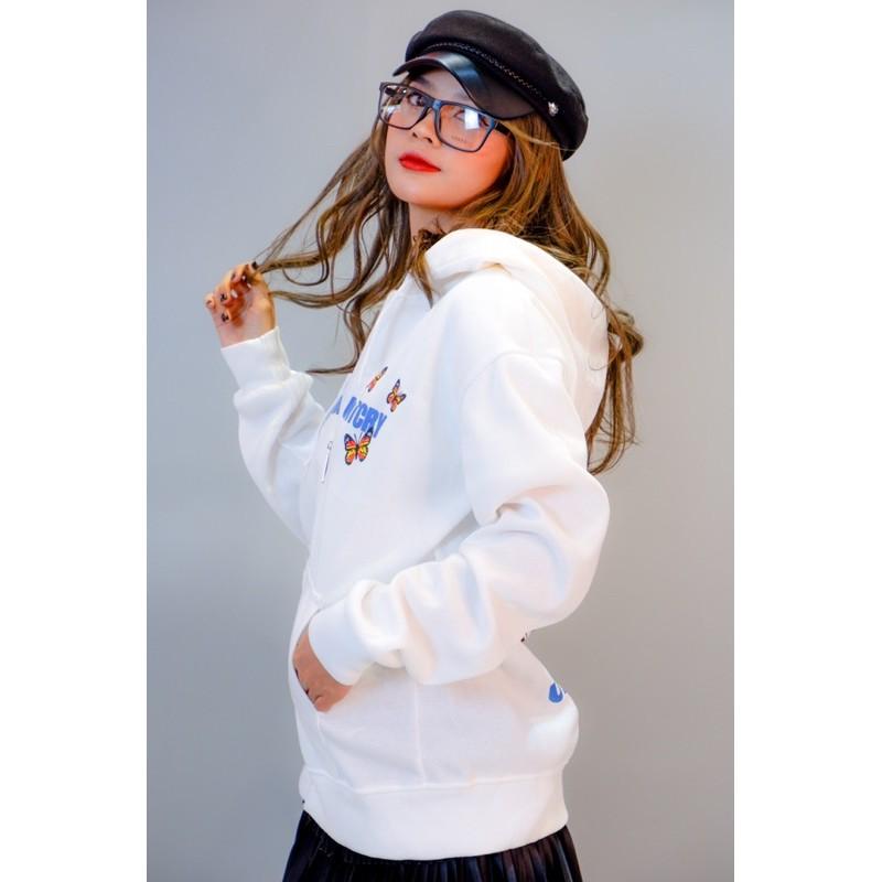 Áo khoác nữ nỉ bông hàng qc form rộng unisex hàng qc khoá zip in TUS.N BƯỚM - CANDA 3357