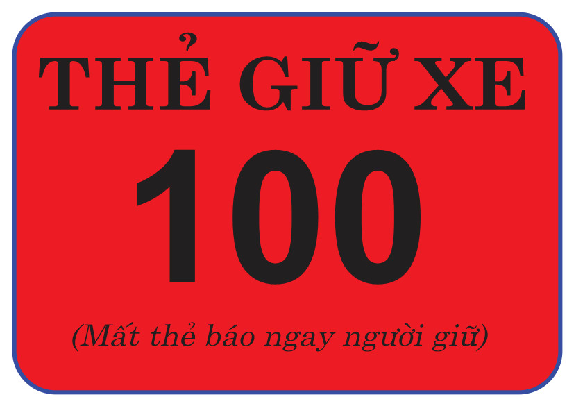 100 thẻ giữ xe , in số, không in thông tin, ép plastic giao màu ngẫu nhiên