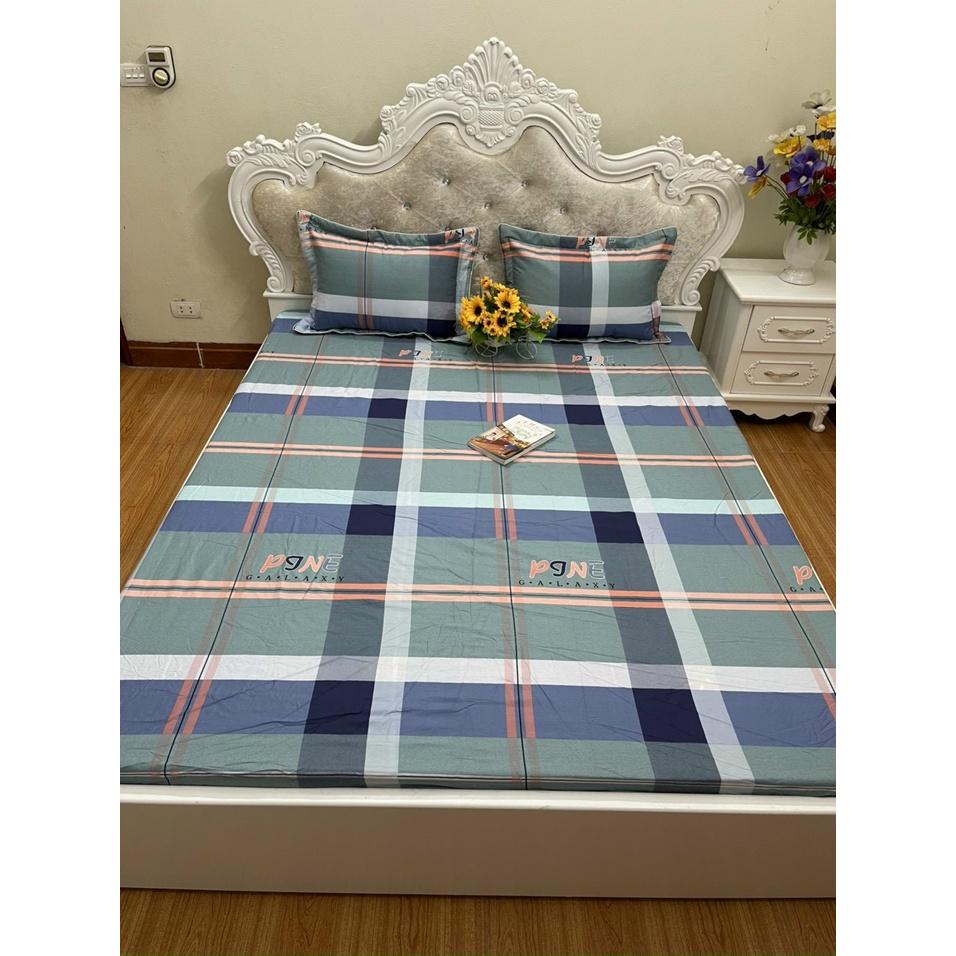 Bộ ga chun trơn và 2 vỏ gối 100% cotton hàn các kích thước