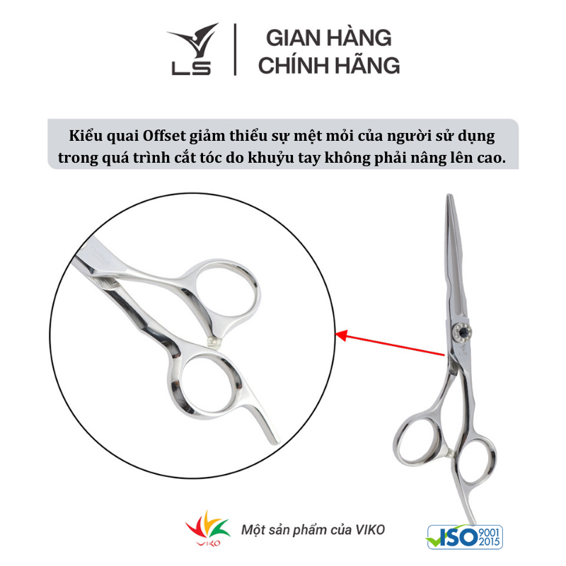 Kéo cắt tóc LS lưỡi thẳng quai offset vênh đỡ ngón cố định FA13/5.5