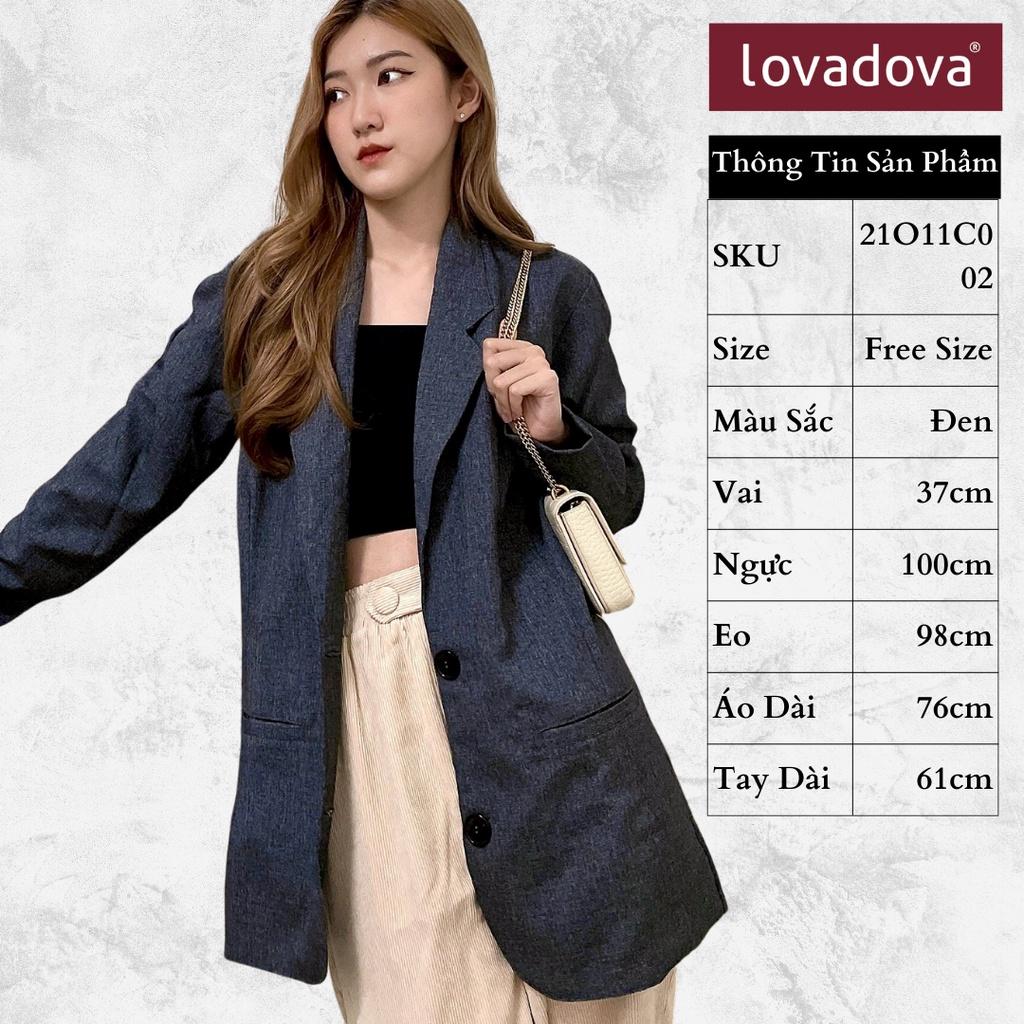 Áo Vest Nữ, Cách Điệu Hai Túi, Màu Đen - Lovadova 21O11C002