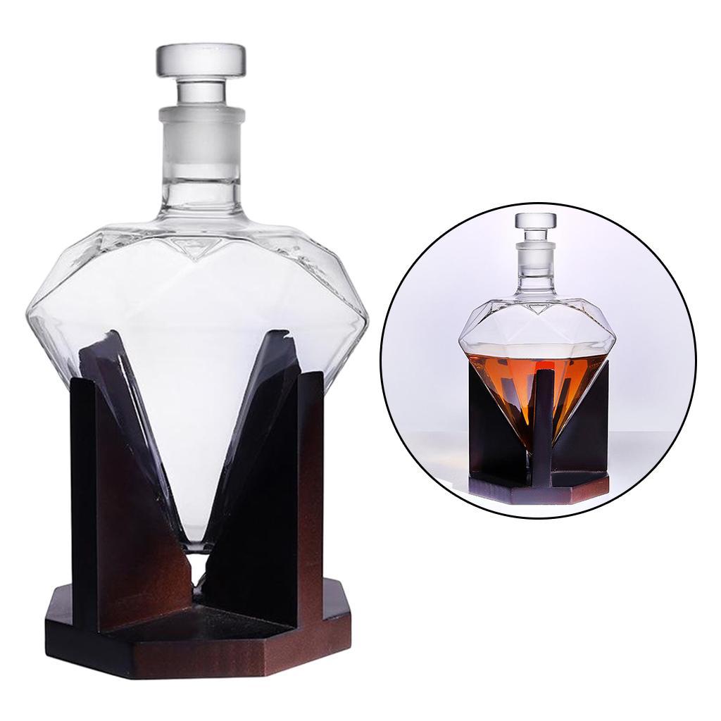 Diamond  Decanter Luxurious Vodka   Pourer Wooden Stand Party