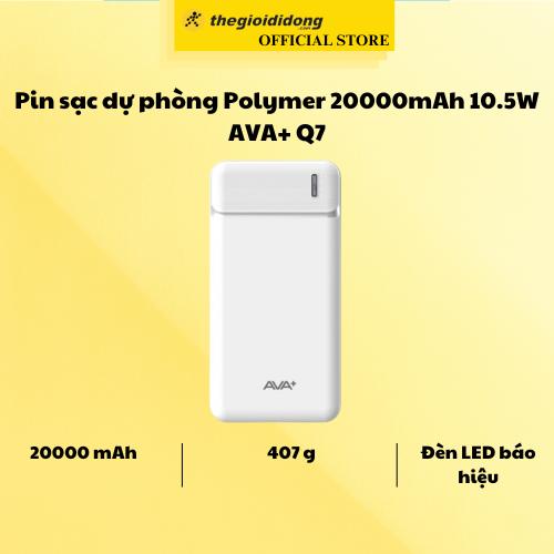 Pin sạc dự phòng Polymer 20000mAh 10.5W AVA+ Q7 - Hàng Chính Hãng