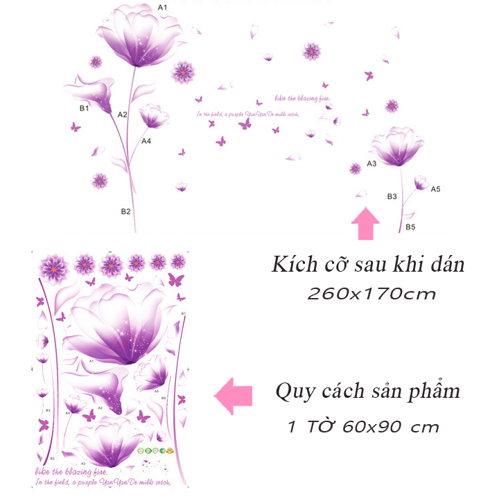 Decal dán tường trang trí phòng khách, tiệm cafe- Pha lê tím- mã sp DXL8050