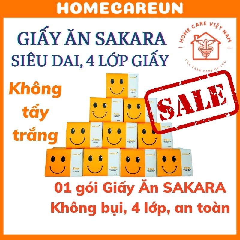 Giấy ăn gấu trúc, giấy ăn Sakara hình mặt cười (30 gói) không tẩy siêu dai Bốn Lớp