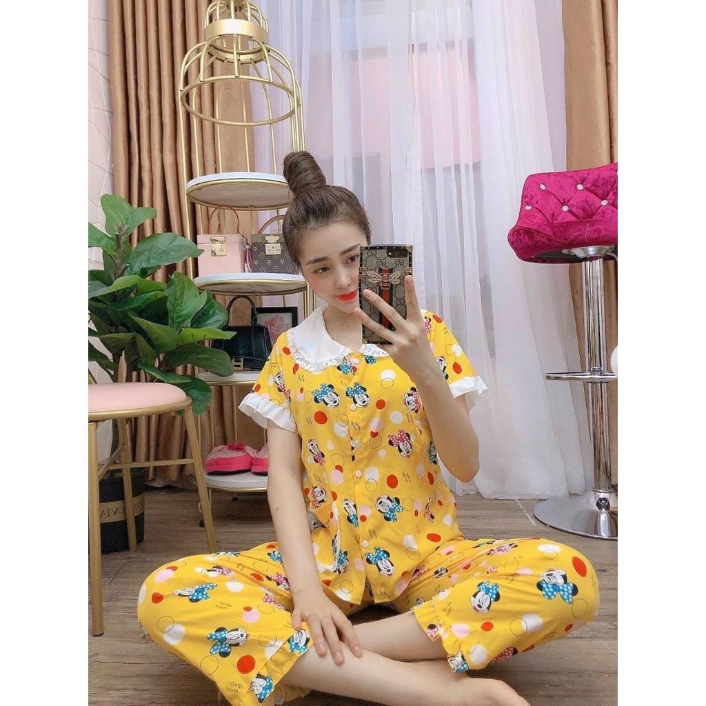 BỘ PIJAMA TIỂU THƯ LỤA HÀN QUẦN DÀI , TAY NGẮN, 40 -59kg