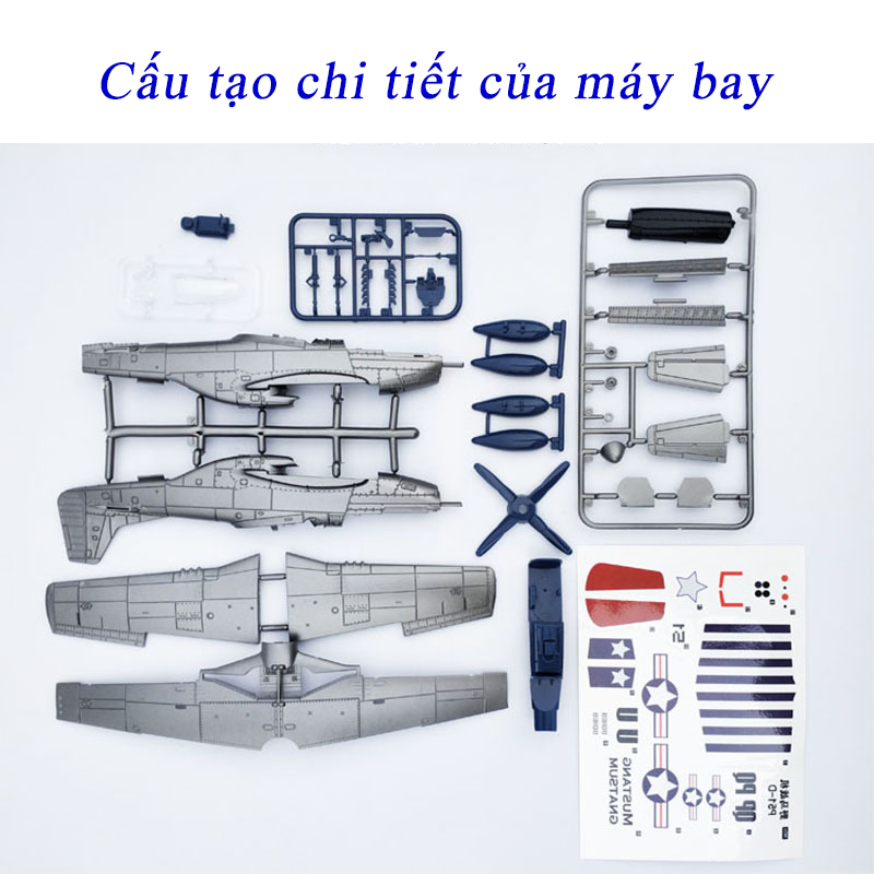 Đồ chơi mô hình lắp ghép 4D máy bay trực thăng phi cơ chiến đấu P51-AMERICAN trong thế chiến 2