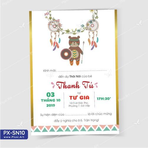 Thiệp thôi nôi – sinh nhật theo yêu cầu Pluxi