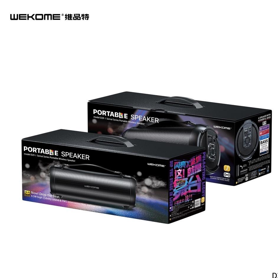 Loa bluetooth WEKOME d29 thế hệ V5.0 bắt sóng khoảng cách lên đến 10m, dễ dàng di chuyển, sử dụng ngoài trời- Hàng nhập khẩu