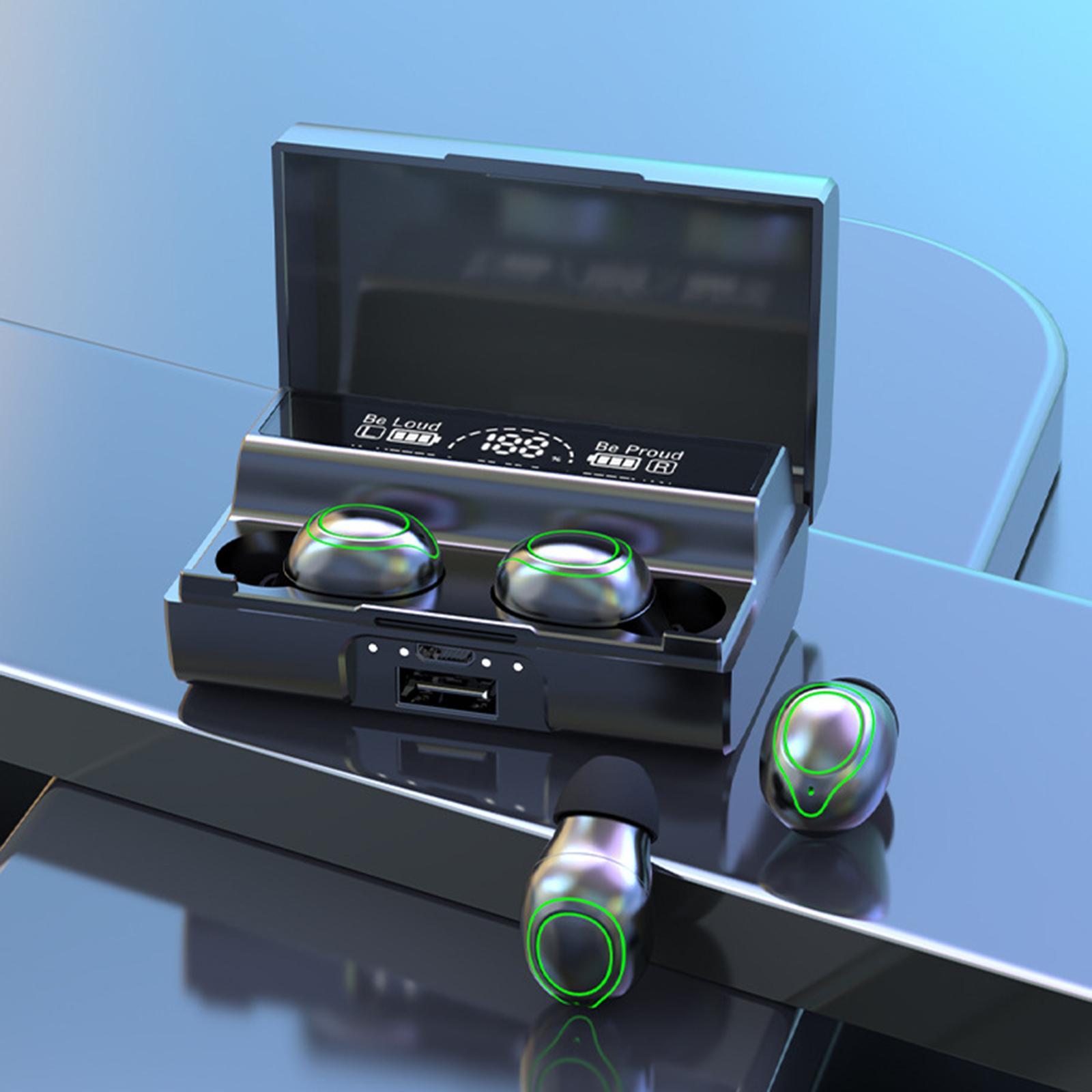 Bluetooth 5.0 In-Ear Earbuds LED Display Earplugs Headsets for Sports Gym PC