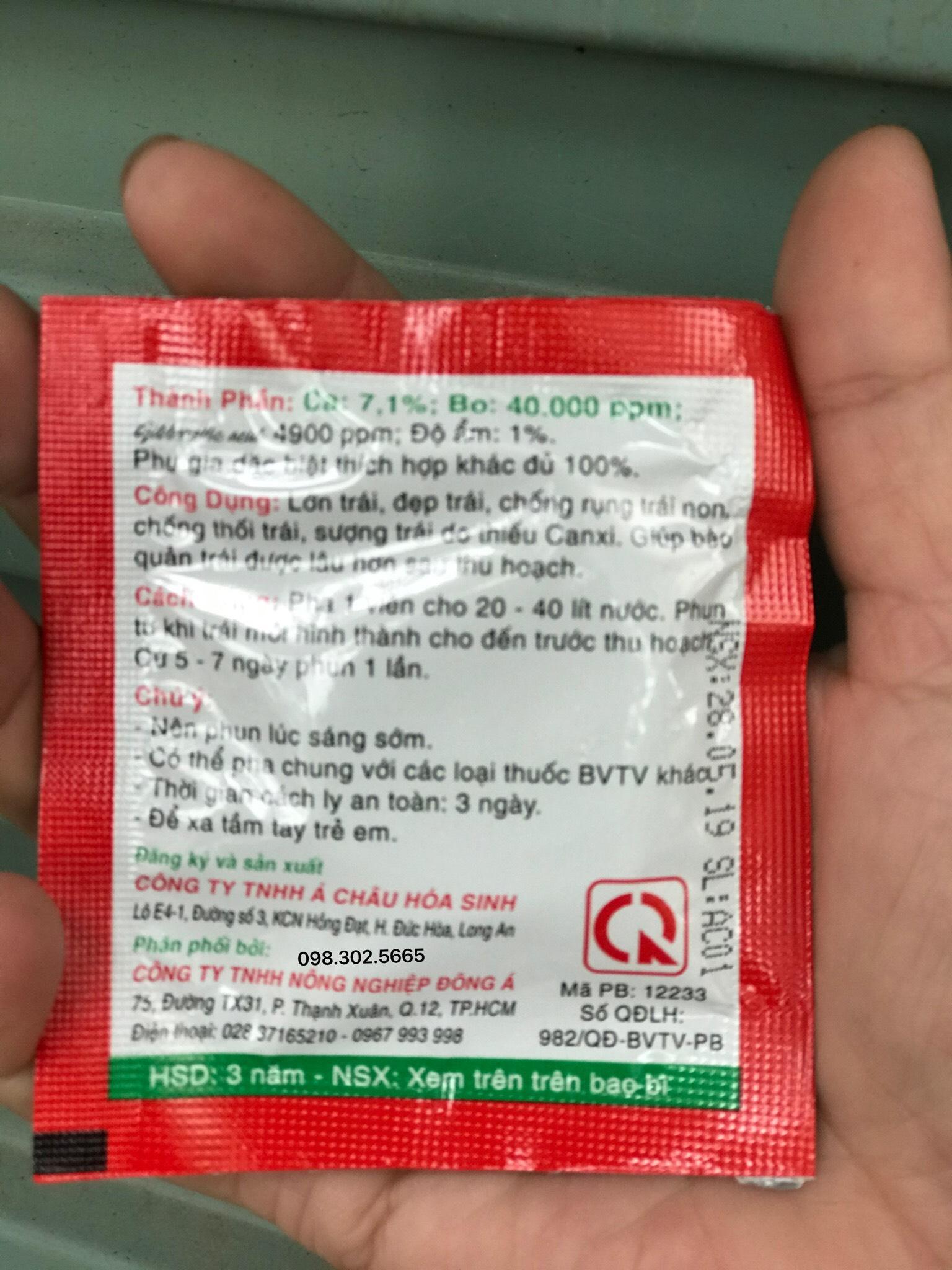 Combo 5 gói Phân bón Canxi + Bo dạng viên sủi 10g - Lớn Trái Bóng Trái Chống Rụng Trái