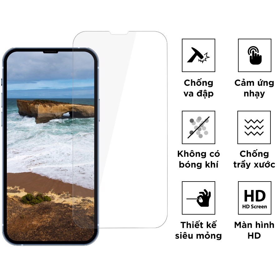 Miếng Dán Cường Lực Nhật Bản ANANK Curved Clear 0.25mm 3D cho iPhone 13 / iPhone 13 Pro / iPhone Pro Max - Hàng Chính Hãng