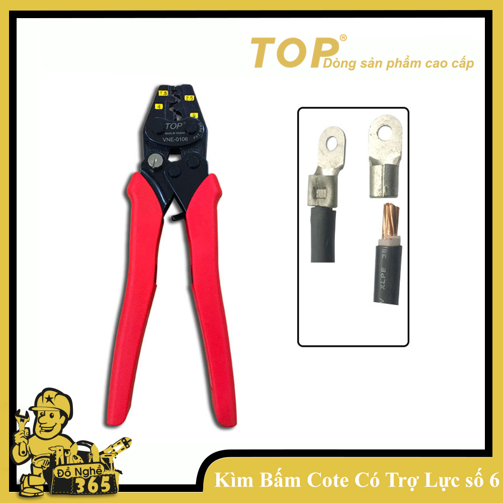 Kìm bấm đầu cote nhanh trợ lực số 06 TOP kìm bấm cos (1.5 - 6mm2)