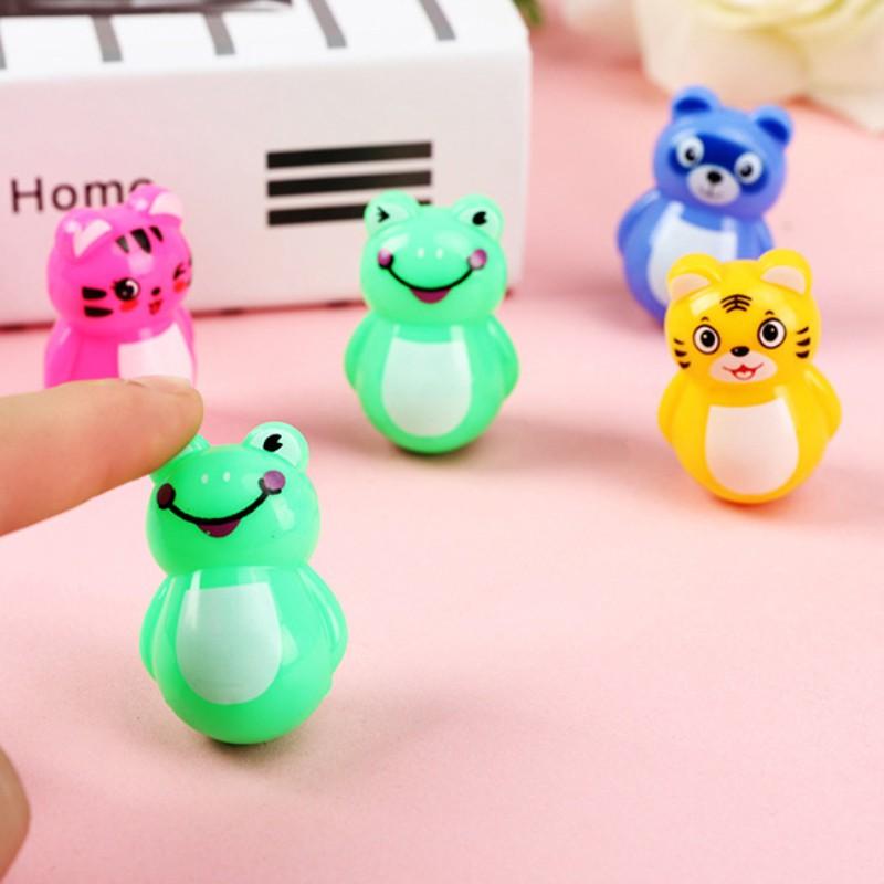 Bộ 24 con Lật Đật mini bằng nhựa cao 4cm hình mèo,gấu, hổ, ếch làm đồ chơi cho bé phát triển trí não toàn diện