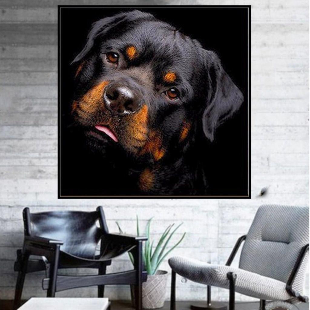 DIY Diamond Painting Kit Full Black Dog 5D Rhinestone Embroidery Home Decor