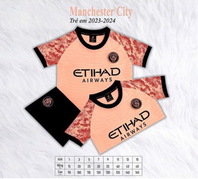 Quần áo Bóng đá Trẻ em Sao Việt Man City màu Cam nhạt mới nhất