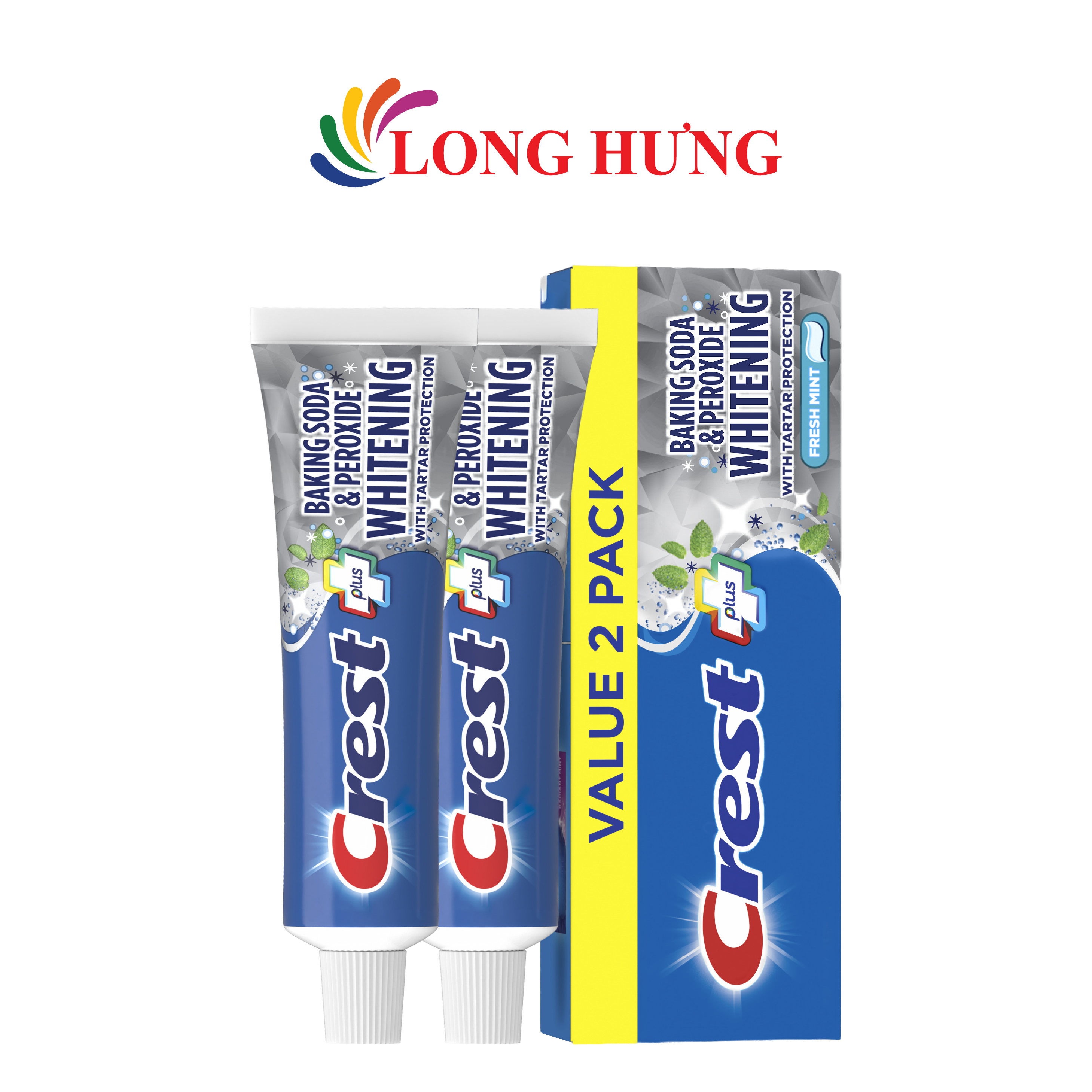 Combo kem đánh răng Crest Plus Baking Soda Peroxide Whitening (161g x 2) - Hàng chính hãng