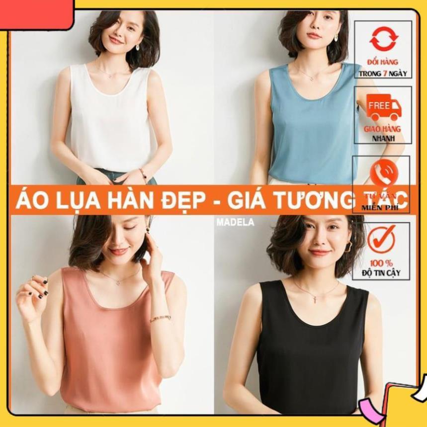 Áo Ba Lỗ Hai Dây Nữ Lụa Satin Hàn Cao Cấp Madela, Áo 2 Dây Nữ - AKT04