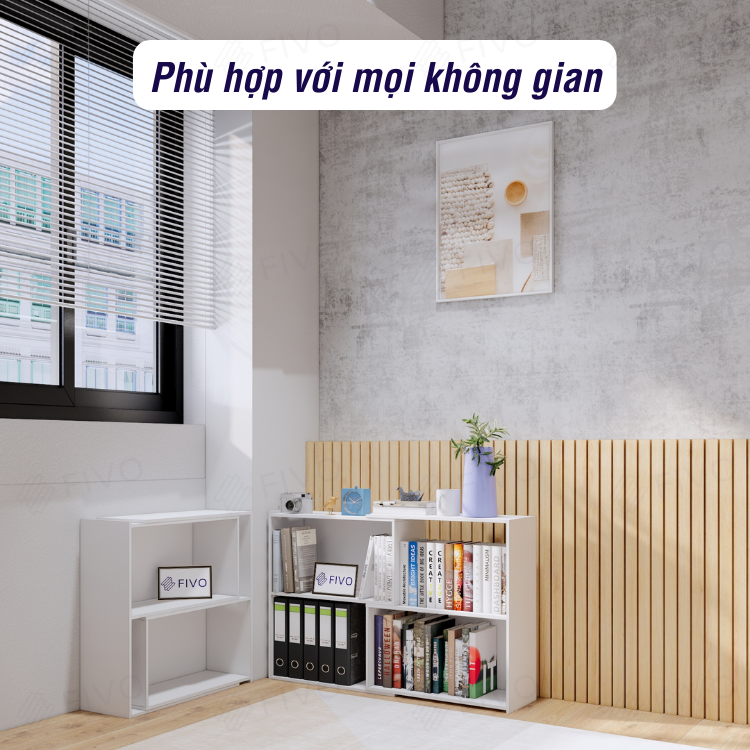Kệ Gỗ Trang Trí Để Sàn FIVO FB71 Màu Trắng, Thiết Kế Thông Minh Có Thể Đóng Mở Tùy Thích, Nhiều Ngăn Chứa Đồ Rộng Rãi Đa Dụng