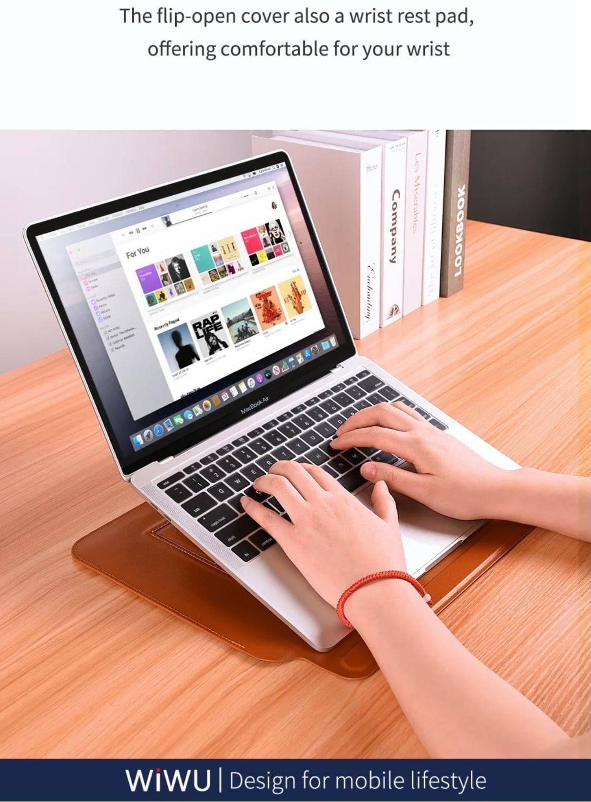 Bao Da Skin Pro Slim Stand Sleeve Dành Cho Macbook Chất Liệu Da PU Mịn, Cũng Là Một Tấm Lót Chuột - Hàng Chính Hãng