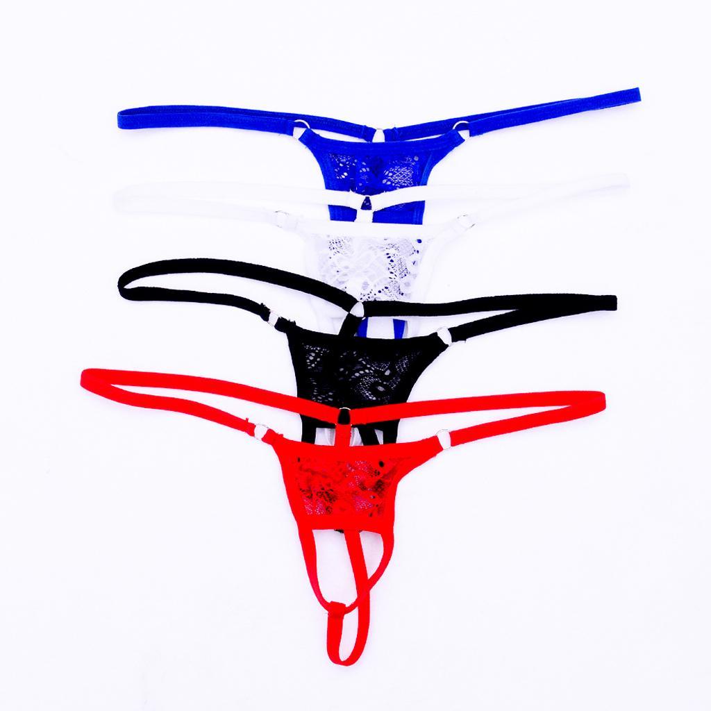 2-7pack Men's Open Front Breathable G-String Underwear Pouch Brief Thong Red