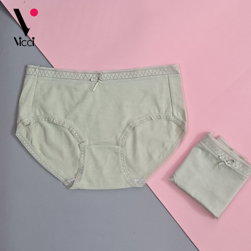 Quần lót nữ cotton Nhật viền ren cạp vừa kháng khuẩn Vicci QV.208 ôm sát vòng 3, mềm mại, thoáng mát