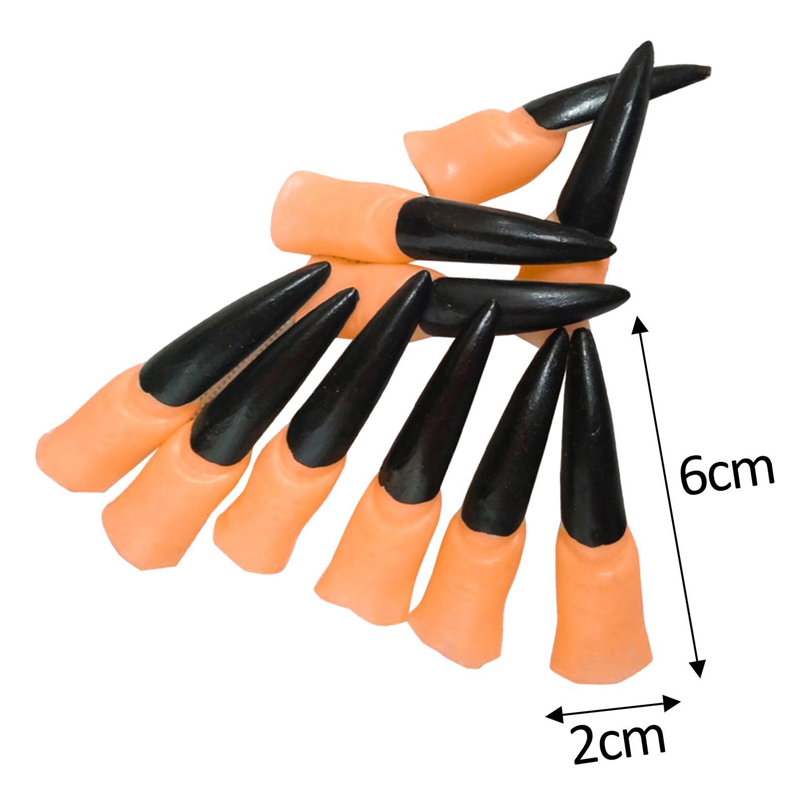 10PCS Fake , Scary Witch Fingers Zombie Finger Claws Zombie Nail Cover Halloween Costume Cosplay Accessories