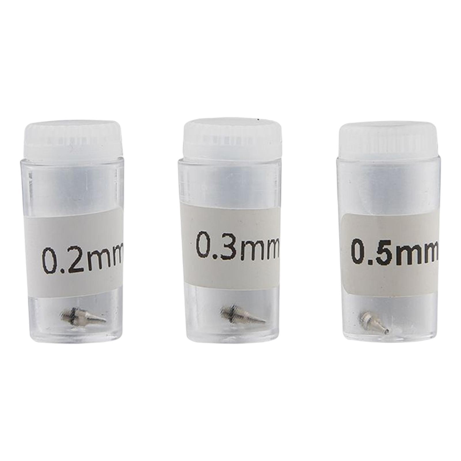 3 Pcs Airbrush Nozzle for Painting Machine for Airbrush 0.2/0.3/0.5mm Professional Airbrush Parts Replacement Parts for Crafting